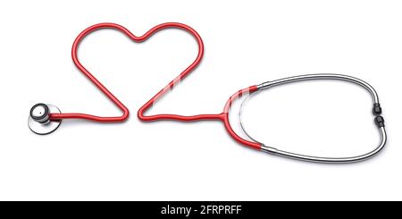 Medical stethoscope with heart silhouette tube. 3d image Stock Photo