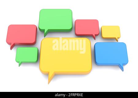 Colorful speech bubbles on a white background. 3d image Stock Photo