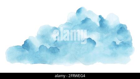 Abstract blue watercolor stain shape. Cloud isolated element by watercolor hand-painted. Stock Vector