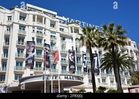 France, french riviera, Cannes, The Martinez hotel is a luxuryhotel containing 409 rooms and suites, located in thr famous International Film Festival. Stock Photo