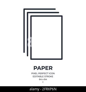 Paper editable stroke outline icon isolated on white background flat vector illustration. Pixel perfect. 64 x 64. Stock Vector