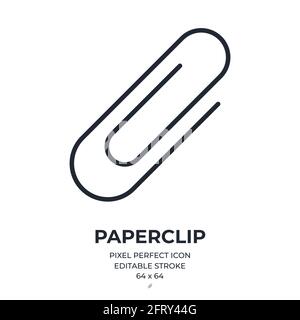 Paperclip editable stroke outline icon isolated on white background flat vector illustration. Pixel perfect. 64 x 64. Stock Vector