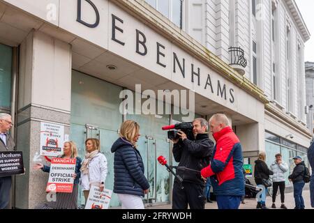 Cork, Ireland. 21st May, 2021. After 406 days outside Debenhams Patrick  Street, Cork store, ex-workers have called off their protest. The ex-Debenhams  staff were protesting to receive their full redundancy entitlement, but