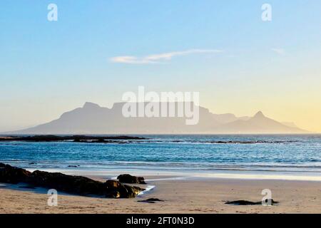 Iconic Table Mountain from Blouberg Strand Stock Photo