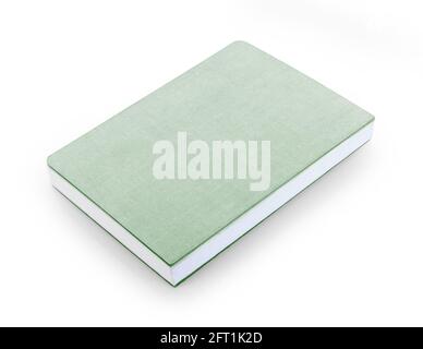 green notebook isolated on white Stock Photo