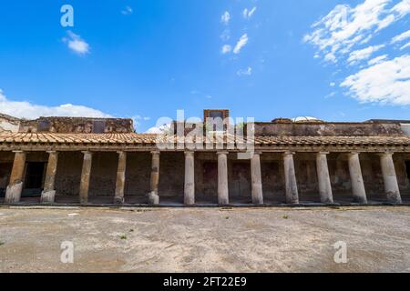 Portico in the Stabian Baths (terme Stabiane) - Pompeii archaeological site, Italy Stock Photo