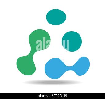 Green and blue triangle made of disconnected and connected dots Stock Vector