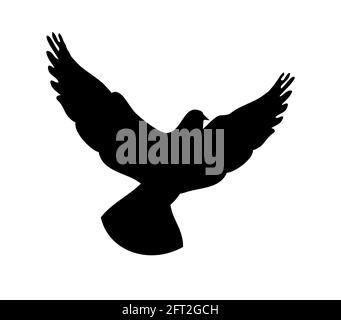 Flying pigeons silhouette. Symbol of peace Stock Vector