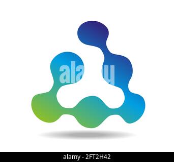 Open green and blue triangle composed of connected dots Stock Vector