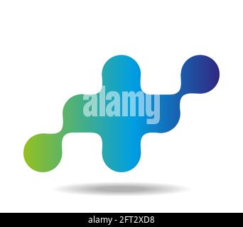 Stain made of printing dot raster in blues and greens with cross Stock Vector