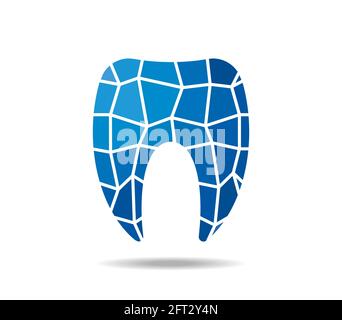 Tooth in blues, mesh, subdivided Stock Vector