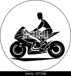 Vector crash-test dummy moto rider icon black Stock Vector