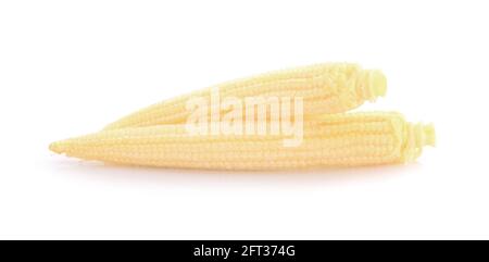 heap of sweet baby corn on white background Stock Photo
