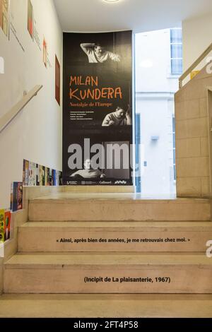 Paris, France. 20th May, 2021. After seven years of renovation works the Czech Centre in Paris inaugurated its library within the Czech consulate with the exhibition entitled 'Milan Kundera: Nostalgia For Europe' that opens to the public on Thursday, May 20, 2021, in Paris, France. Credit: Tereza Novakova/CTK Photo/Alamy Live News Stock Photo