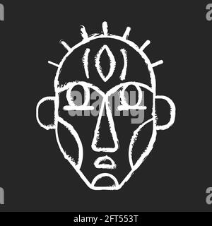 Ritual masks chalk white icon on black background Stock Vector