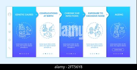 Hearing loss factors onboarding vector template Stock Vector