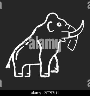 Mammoth skeleton chalk white icon on black background Stock Vector