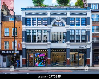 Stylus Building Old Street London at 112-116 Old Street. Redeveloped office building retaining Victorian facade of the Margolin Gramophone Company. Stock Photo