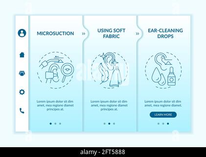 Ear cleanliness methods onboarding vector template Stock Vector