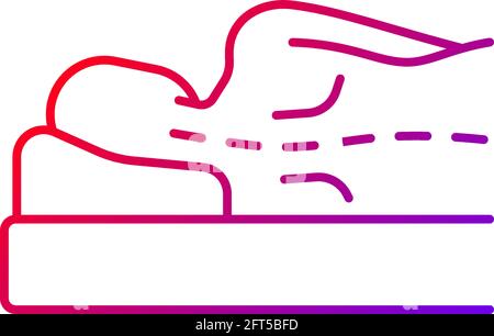 Incorrect sleeping position gradient linear vector icon. Unnatural, unnecessary curves in spine. Stress on spine. Thin line color symbols. Modern styl Stock Vector