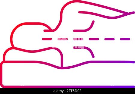 Correct sleeping position for spinal health gradient linear vector icon. Keeping spine straight. Side-lying posture. Thin line color symbols. Modern s Stock Vector