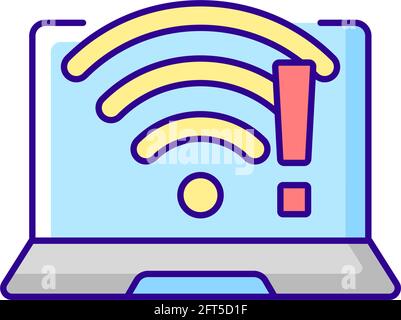 Wi fi does not work RGB color icon Stock Vector