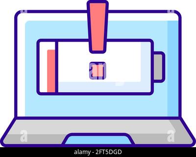 Computer does not charge RGB color icon Stock Vector