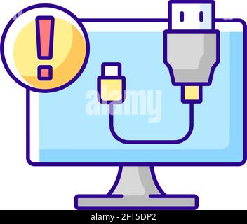 USB does not work RGB color icon Stock Vector