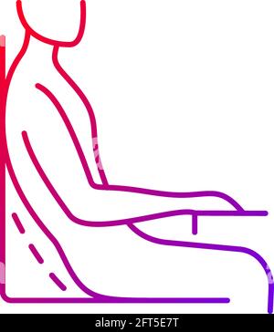 Bad sitting habit gradient linear vector icon. Leaning back into chair backrest. Incorrect sitting angle. Thin line color symbols. Modern style pictog Stock Vector