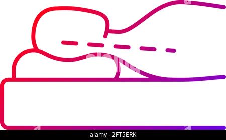 Correct sleeping position for reducing neck pain gradient linear vector icon. Natural alignment. Back-lying posture. Thin line color symbols. Modern s Stock Vector