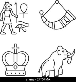 Ancestors heritage linear icons set Stock Vector