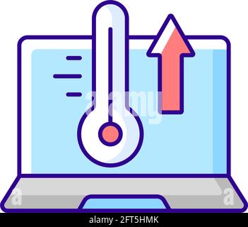 Computer overheating RGB color icon Stock Vector
