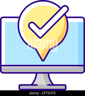 Computer functioning well RGB color icon Stock Vector