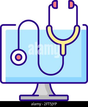 Computer diagnostics RGB color icon Stock Vector