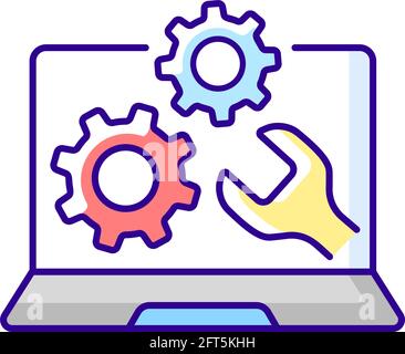 Computer repair service RGB color icon Stock Vector