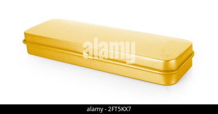 silver metal box isolated on white background. Stock Photo