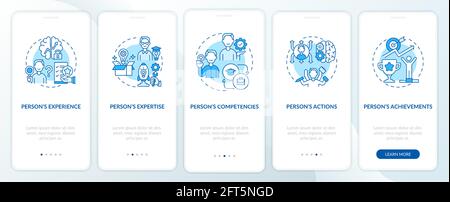 Personal brand components turquoise onboarding app page screen with concepts Stock Vector