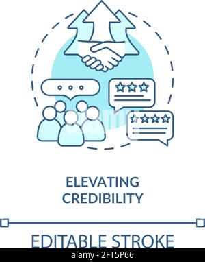 Elevating credibility blue concept icon Stock Vector