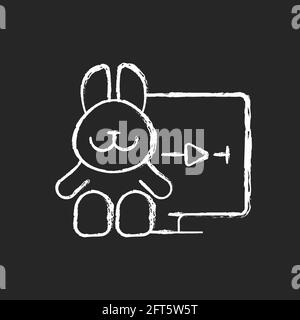Cartoons streaming chalk white icon on black background Stock Vector