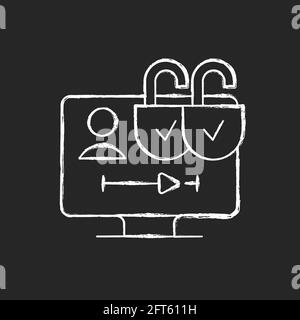 Multiple viewer profiles chalk white icon on black background Stock Vector