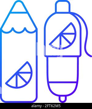 Branded pens and pencils gradient linear vector icon Stock Vector