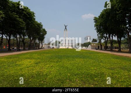 Jakarta, Indonesia - October 20, 2019: West Irian Liberation Monument. Postwar modernist monument, center of Lapangan Banteng, commemorates independen Stock Photo