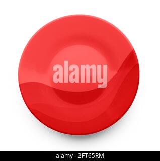 empty red plate isolated on white background. Stock Photo