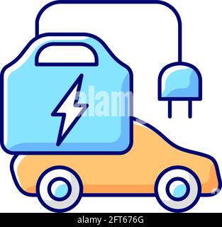 Portable EV charger RGB color icon Stock Vector