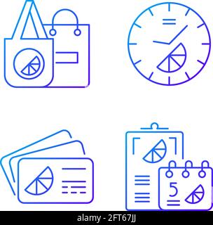 Company branding materials gradient linear vector icons set Stock Vector