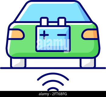 Wireless EV charging RGB color icon Stock Vector