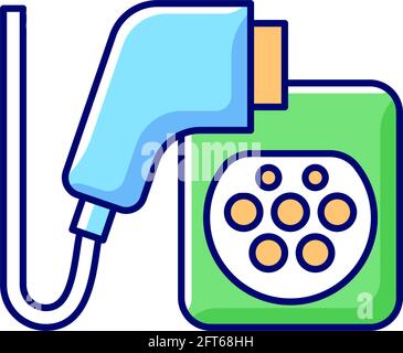 EV charging connectors RGB color icon Stock Vector