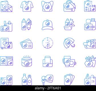 Company branding materials gradient linear vector icons set Stock Vector