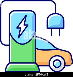 EV charging station RGB color icon Stock Vector Image & Art - Alamy