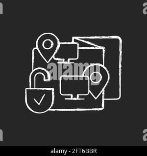 Remote co-watching chalk white icon on black background Stock Vector
